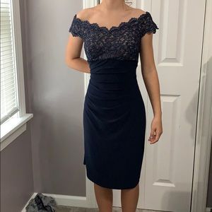 Navy Blue Knee Length Dress